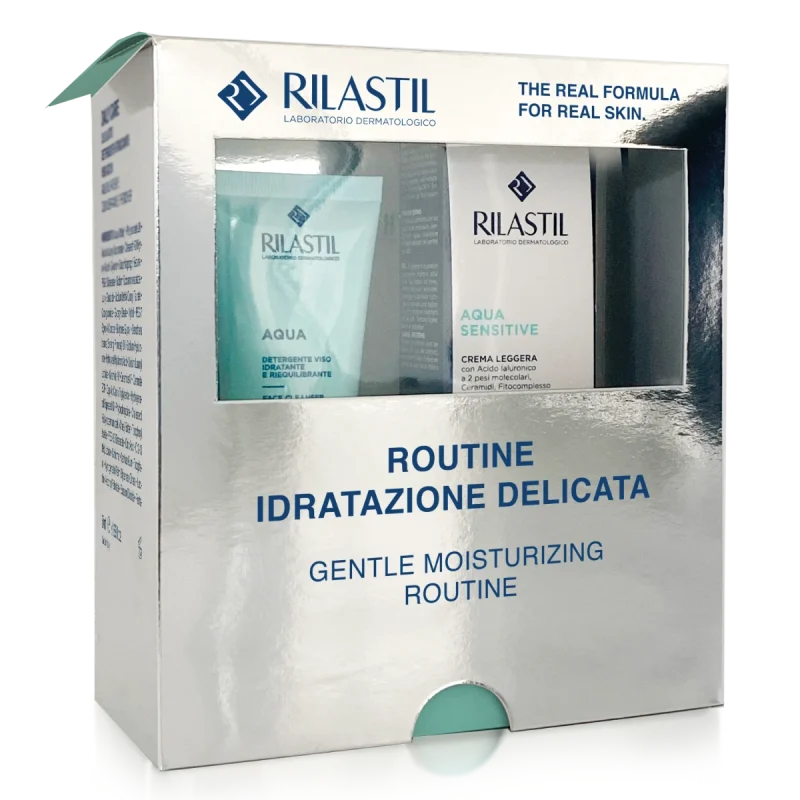 Rilastil -Cofanetto Idratazione Aqua Sensitive Crema Leggera 40ml + OMAGGIO Aqua Detergente Viso 50ml