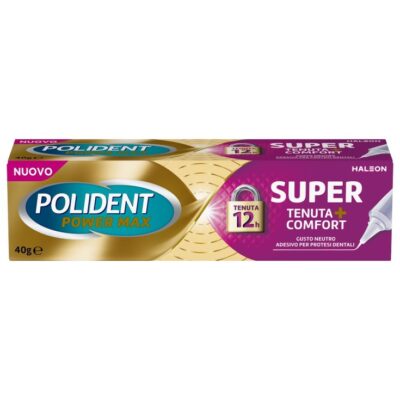Polident - Power Max Super Tenuta + Comfort Crema Adesiva per Protesi Dentali 40g