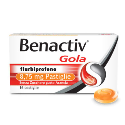 Benactiv Gola - 16 Pastiglie Gusto Arancia Senza Zucchero