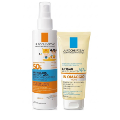 La Roche-Posay Anthelios UVMune 400 Dermo-Pediatrics spray invisibile + Lipikar Huile Lavante AP+ cofanetto